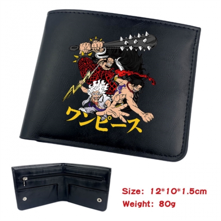 One Piece Animation soft leather inner buckle black leather wallet 12X10X1.5CM