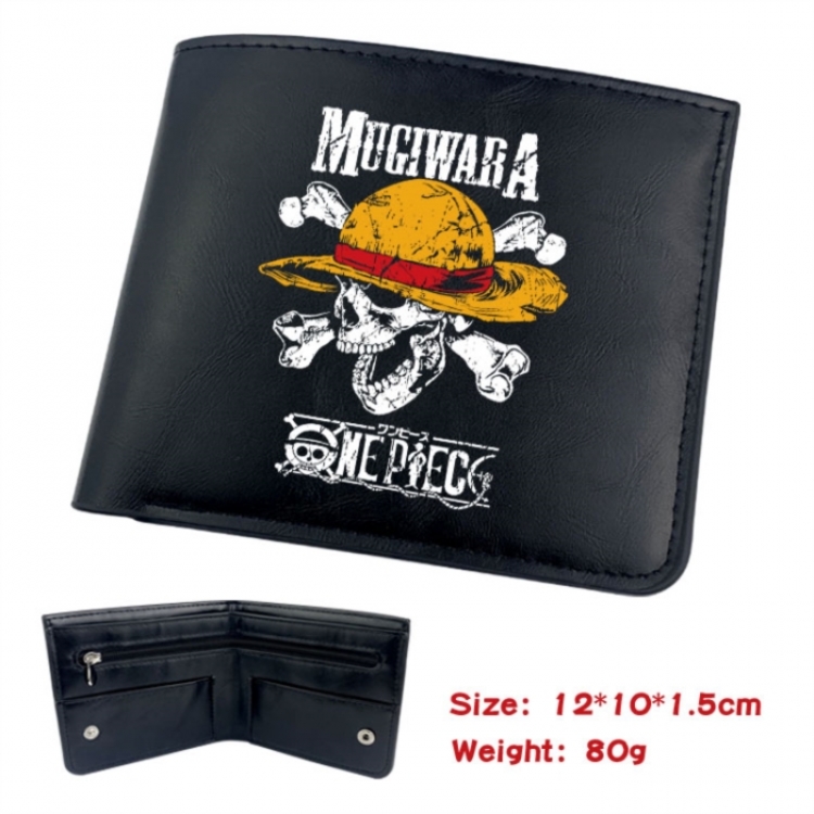 One Piece Animation soft leather inner buckle black leather wallet 12X10X1.5CM