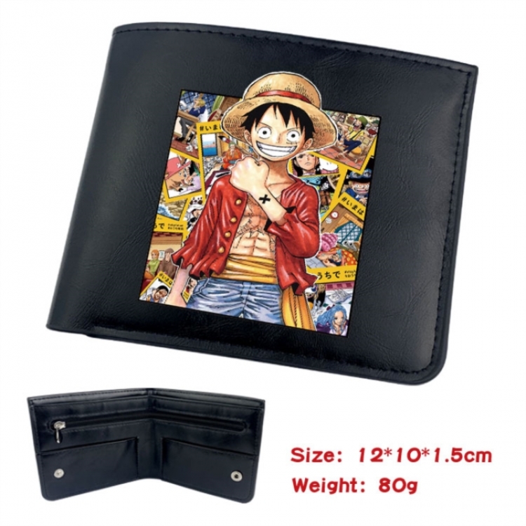One Piece Animation soft leather inner buckle black leather wallet 12X10X1.5CM