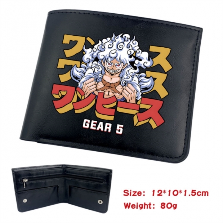 One Piece Animation soft leather inner buckle black leather wallet 12X10X1.5CM