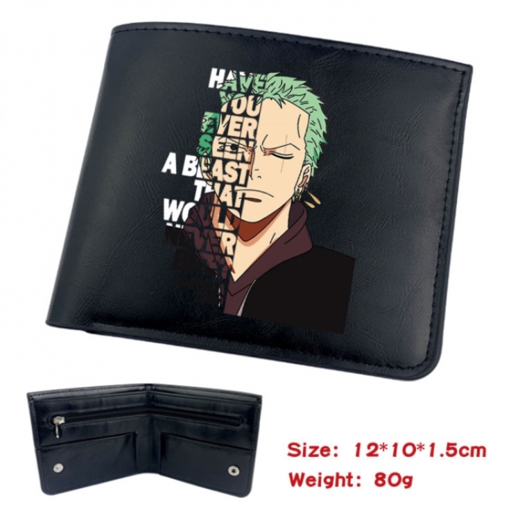 One Piece Animation soft leather inner buckle black leather wallet 12X10X1.5CM