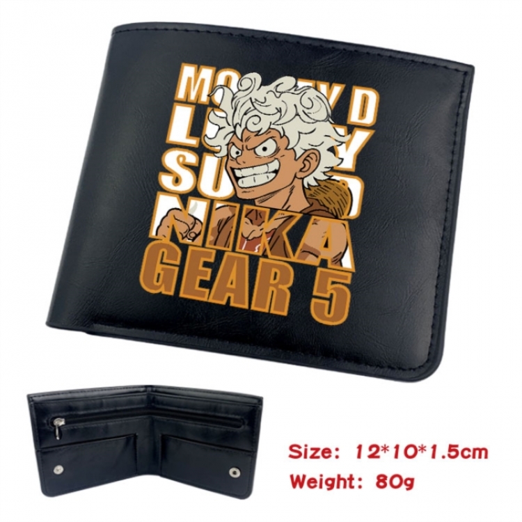 One Piece Animation soft leather inner buckle black leather wallet 12X10X1.5CM