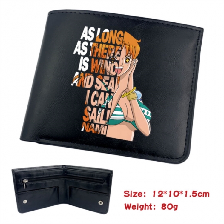 One Piece Animation soft leather inner buckle black leather wallet 12X10X1.5CM