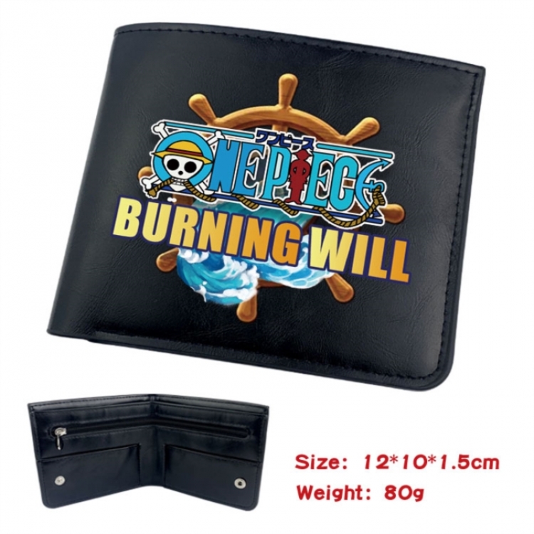 One Piece Animation soft leather inner buckle black leather wallet 12X10X1.5CM