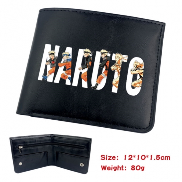Naruto Animation soft leather inner buckle black leather wallet 12X10X1.5CM