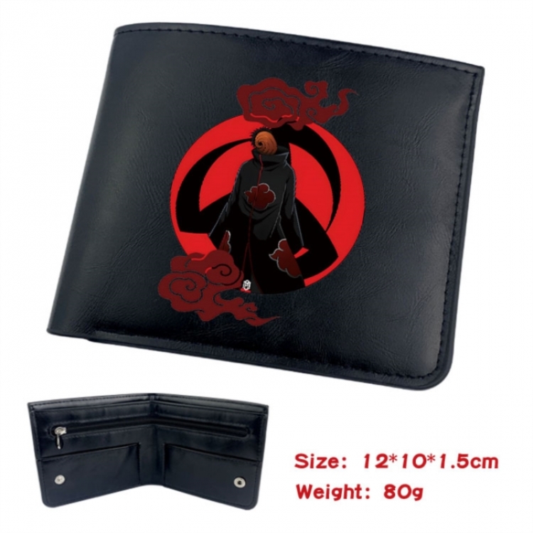Naruto Animation soft leather inner buckle black leather wallet 12X10X1.5CM
