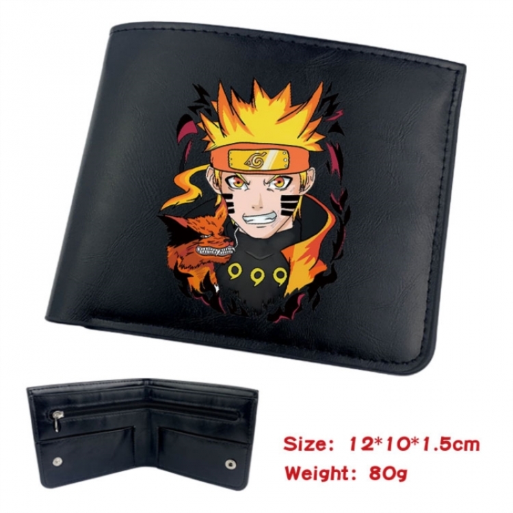 Naruto Animation soft leather inner buckle black leather wallet 12X10X1.5CM