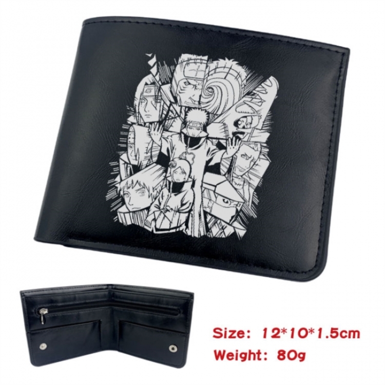 Naruto Animation soft leather inner buckle black leather wallet 12X10X1.5CM