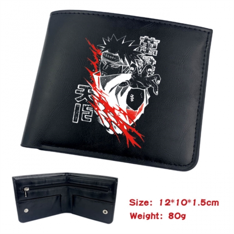 Naruto Animation soft leather inner buckle black leather wallet 12X10X1.5CM