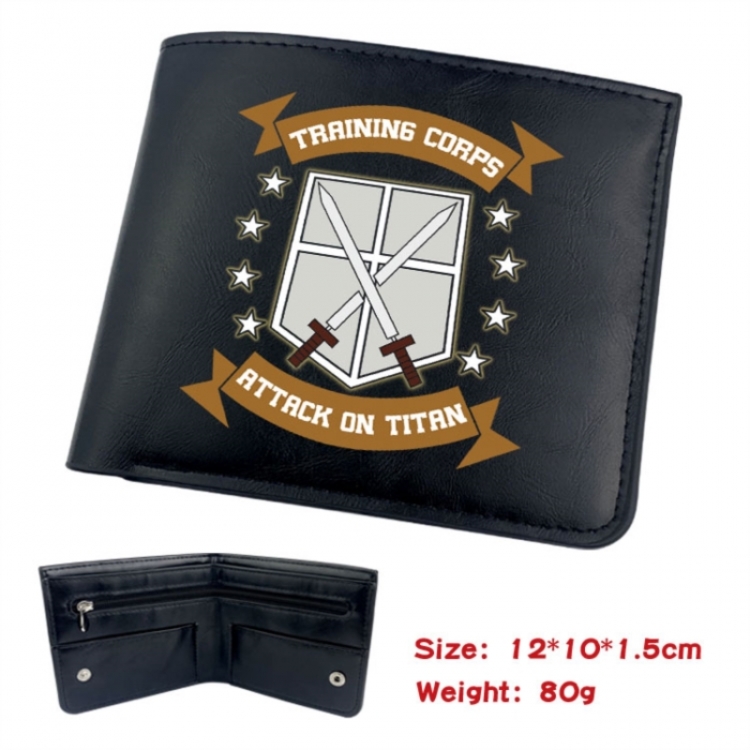 Shingeki no Kyojin Animation soft leather inner buckle black leather wallet 12X10X1.5CM