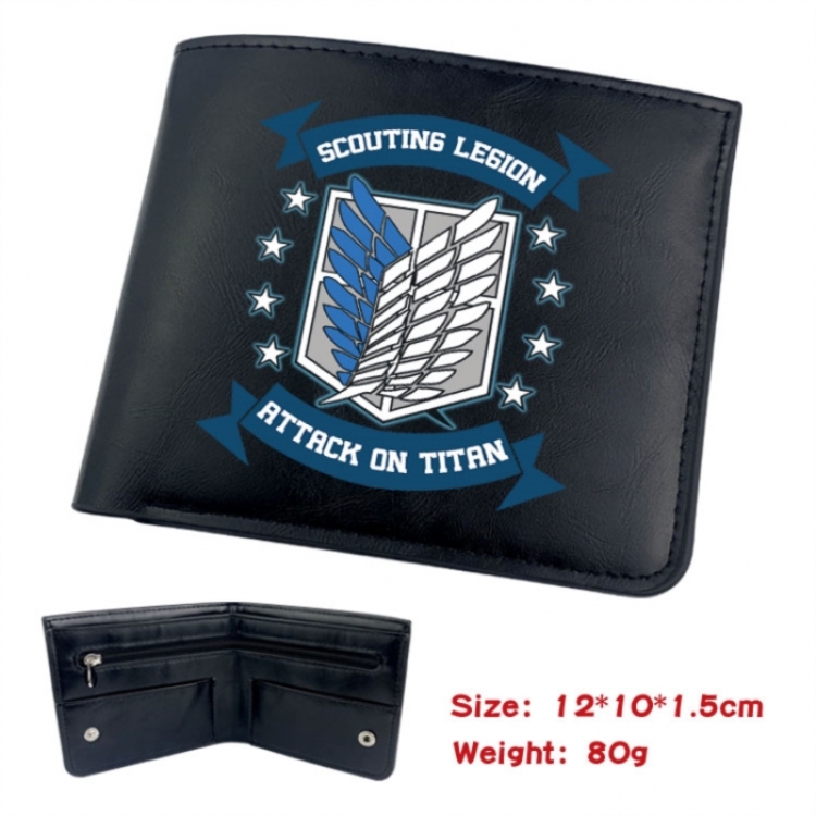 Shingeki no Kyojin Animation soft leather inner buckle black leather wallet 12X10X1.5CM