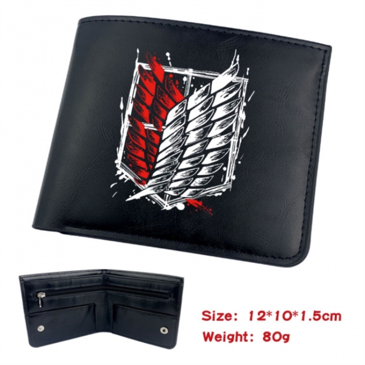 Shingeki no Kyojin Animation soft leather inner buckle black leather wallet 12X10X1.5CM