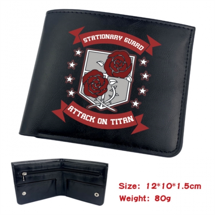 Shingeki no Kyojin Animation soft leather inner buckle black leather wallet 12X10X1.5CM
