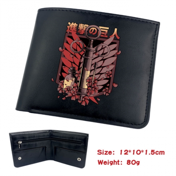 Shingeki no Kyojin Animation soft leather inner buckle black leather wallet 12X10X1.5CM