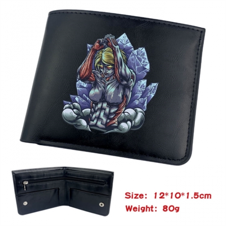 Shingeki no Kyojin Animation soft leather inner buckle black leather wallet 12X10X1.5CM