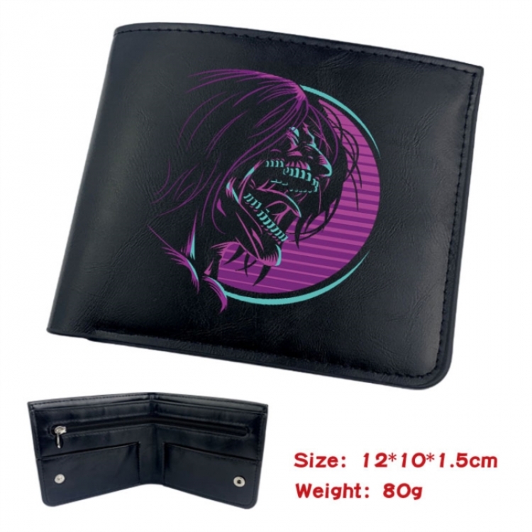 Shingeki no Kyojin Animation soft leather inner buckle black leather wallet 12X10X1.5CM