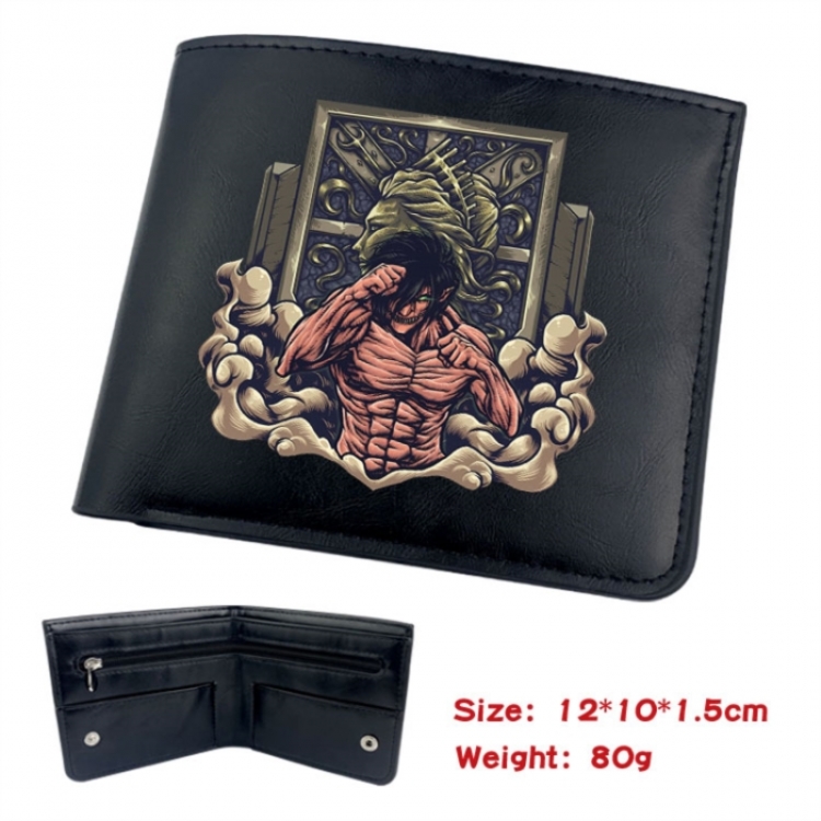 Shingeki no Kyojin Animation soft leather inner buckle black leather wallet 12X10X1.5CM