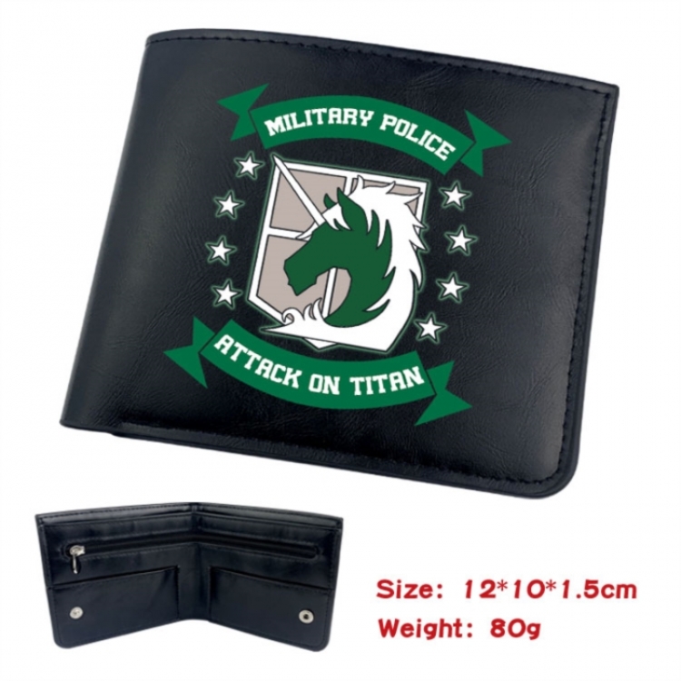 Shingeki no Kyojin Animation soft leather inner buckle black leather wallet 12X10X1.5CM