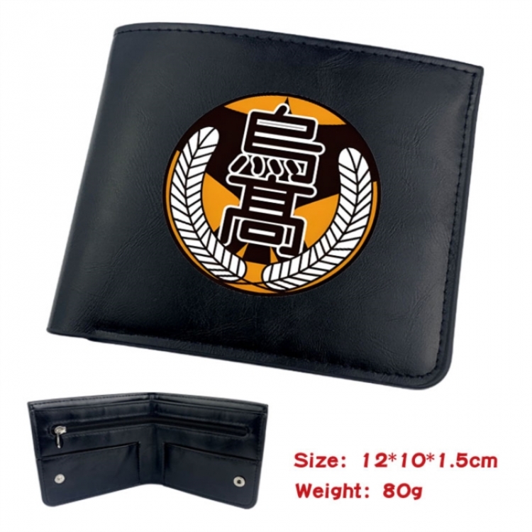Haikyuu!! Animation soft leather inner buckle black leather wallet 12X10X1.5CM