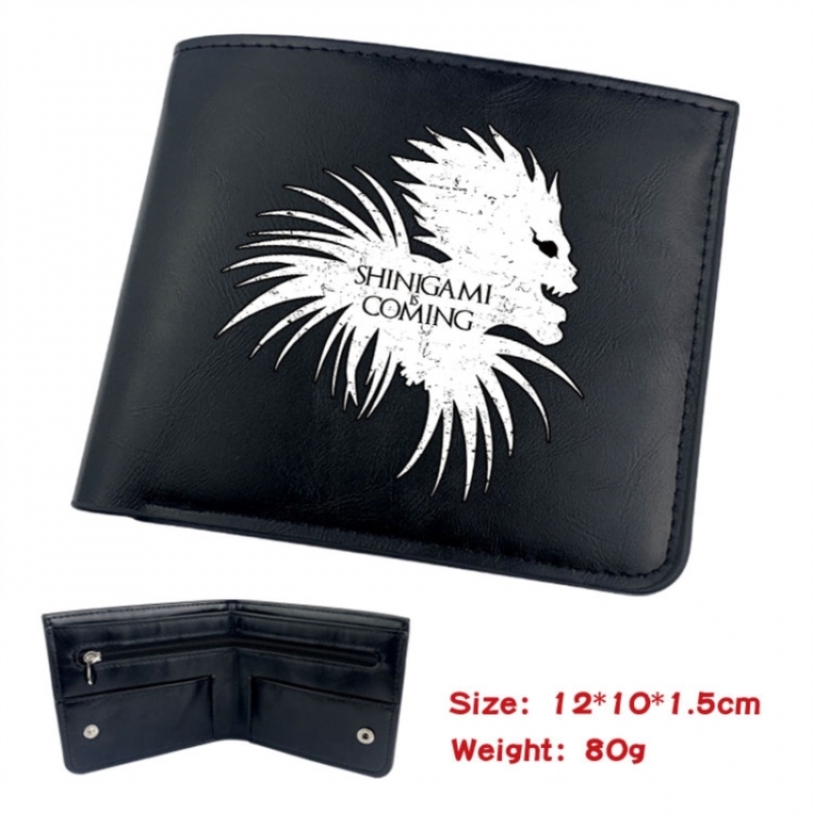 Death note Animation soft leather inner buckle black leather wallet 12X10X1.5CM