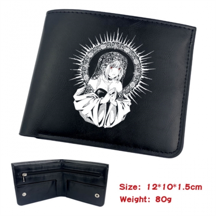 Death note Animation soft leather inner buckle black leather wallet 12X10X1.5CM