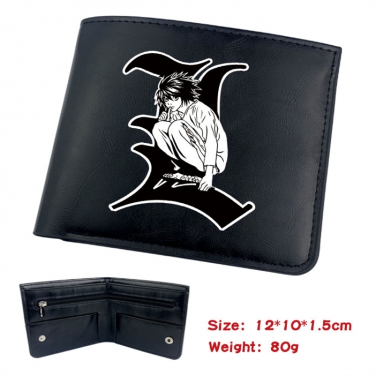 Death note Animation soft leather inner buckle black leather wallet 12X10X1.5CM