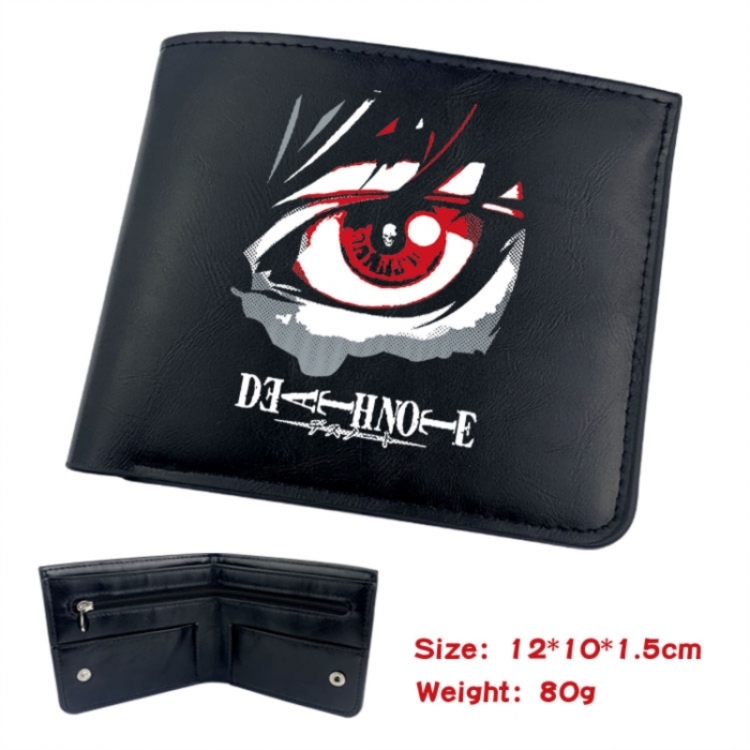 Death note Animation soft leather inner buckle black leather wallet 12X10X1.5CM