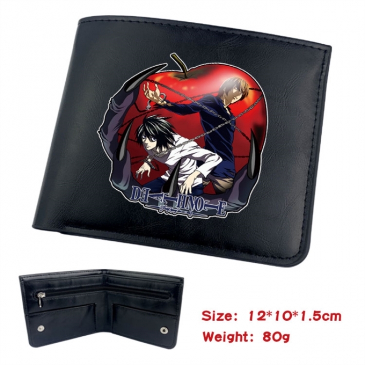 Death note Animation soft leather inner buckle black leather wallet 12X10X1.5CM