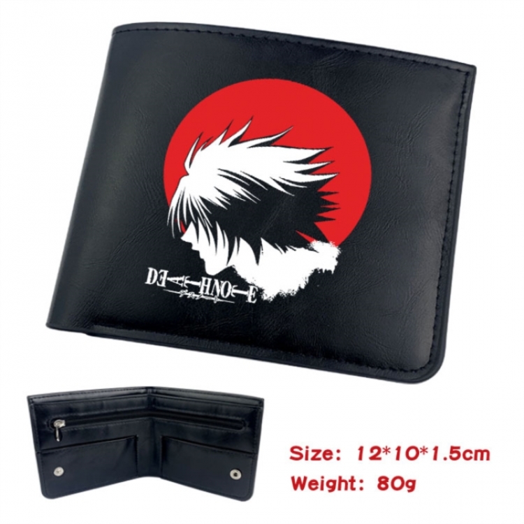 Death note Animation soft leather inner buckle black leather wallet 12X10X1.5CM