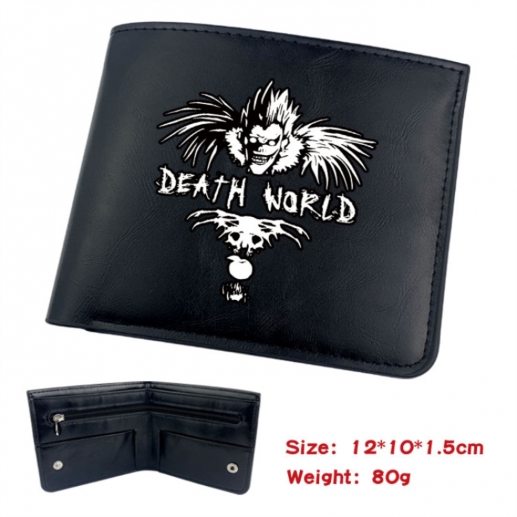 Death note Animation soft leather inner buckle black leather wallet 12X10X1.5CM