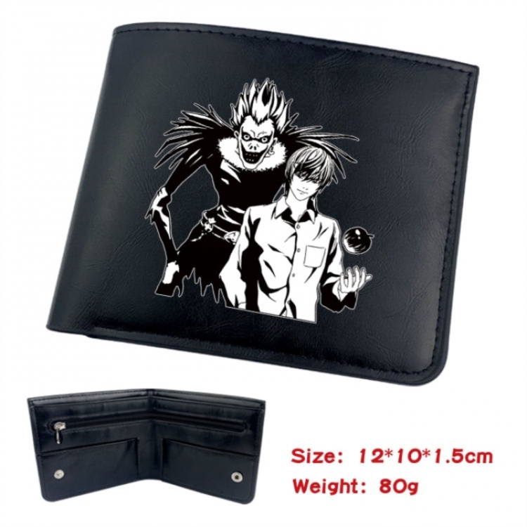 Death note Animation soft leather inner buckle black leather wallet 12X10X1.5CM