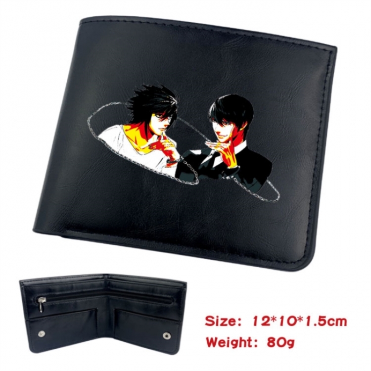 Death note Animation soft leather inner buckle black leather wallet 12X10X1.5CM