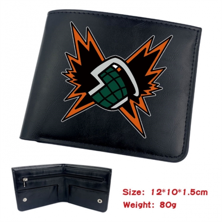 My Hero Academia Animation soft leather inner buckle black leather wallet 12X10X1.5CM
