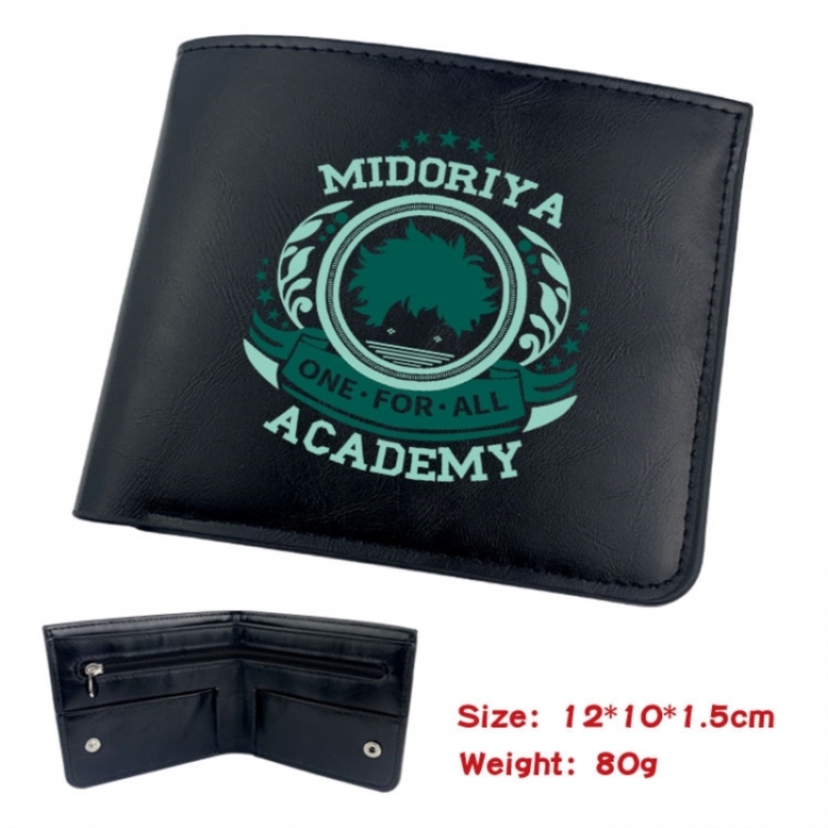 My Hero Academia Animation soft leather inner buckle black leather wallet 12X10X1.5CM