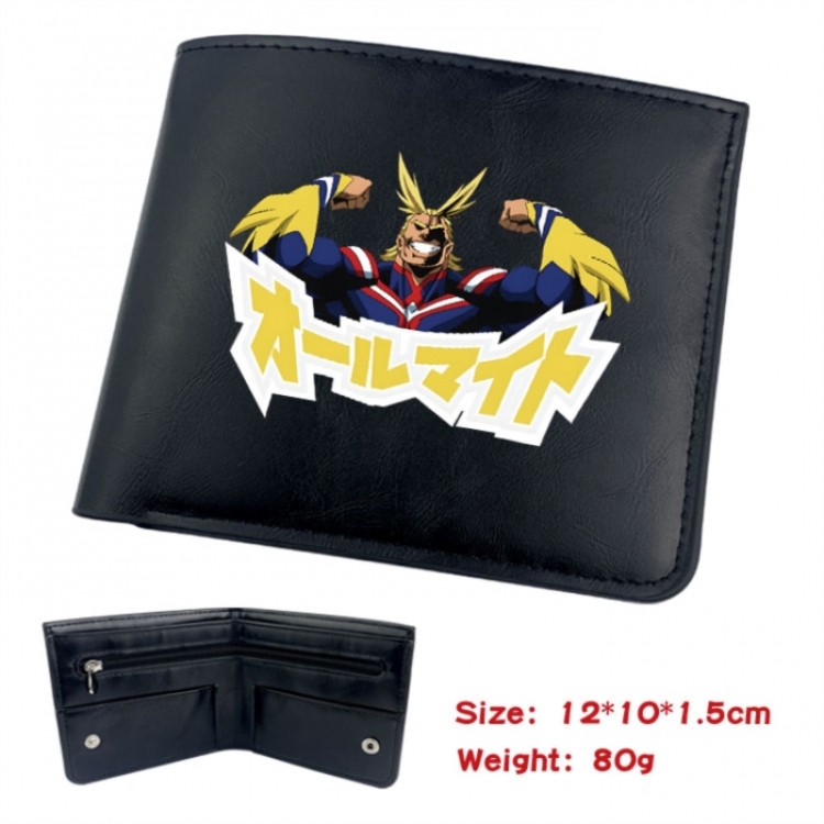My Hero Academia Animation soft leather inner buckle black leather wallet 12X10X1.5CM