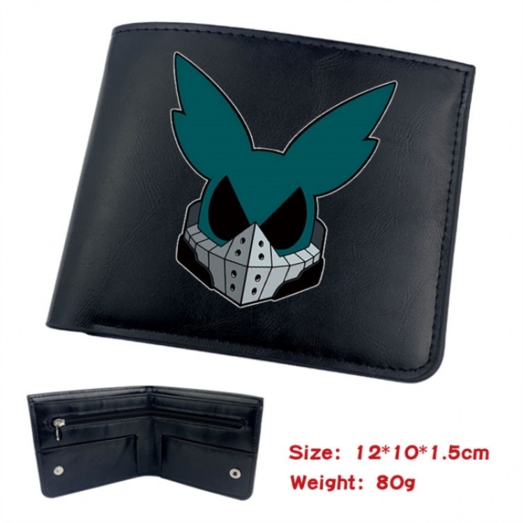 My Hero Academia Animation soft leather inner buckle black leather wallet 12X10X1.5CM