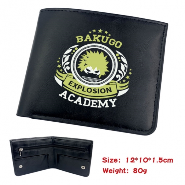 My Hero Academia Animation soft leather inner buckle black leather wallet 12X10X1.5CM