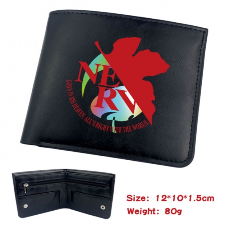 EVA  Animation soft leather inner buckle black leather wallet 12X10X1.5CM