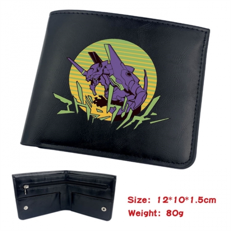 EVA  Animation soft leather inner buckle black leather wallet 12X10X1.5CM