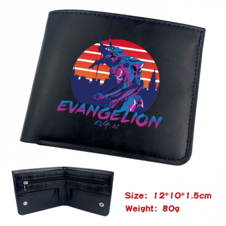 EVA  Animation soft leather inner buckle black leather wallet 12X10X1.5CM