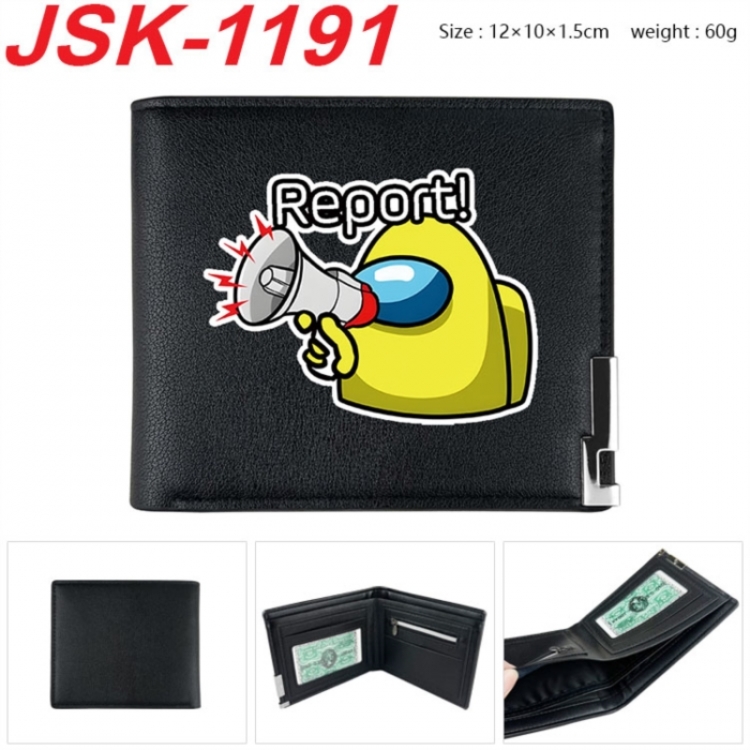 Among su Animation magnetic buckle black leather wallet 12X10X1.5CM 