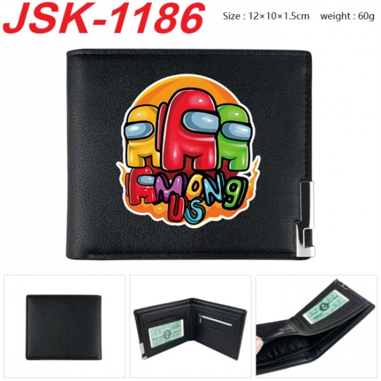 Among su Animation magnetic buckle black leather wallet 12X10X1.5CM 