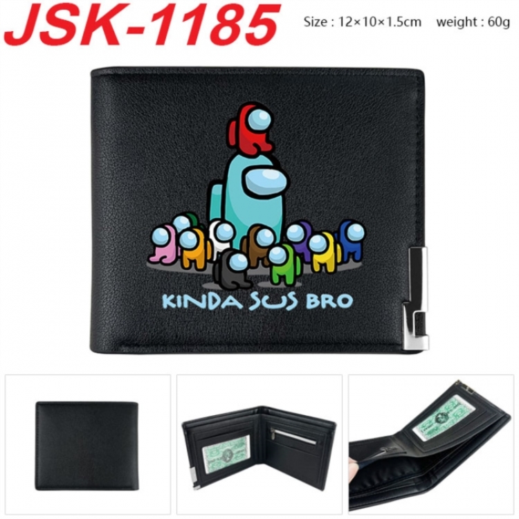 Among su Animation magnetic buckle black leather wallet 12X10X1.5CM 