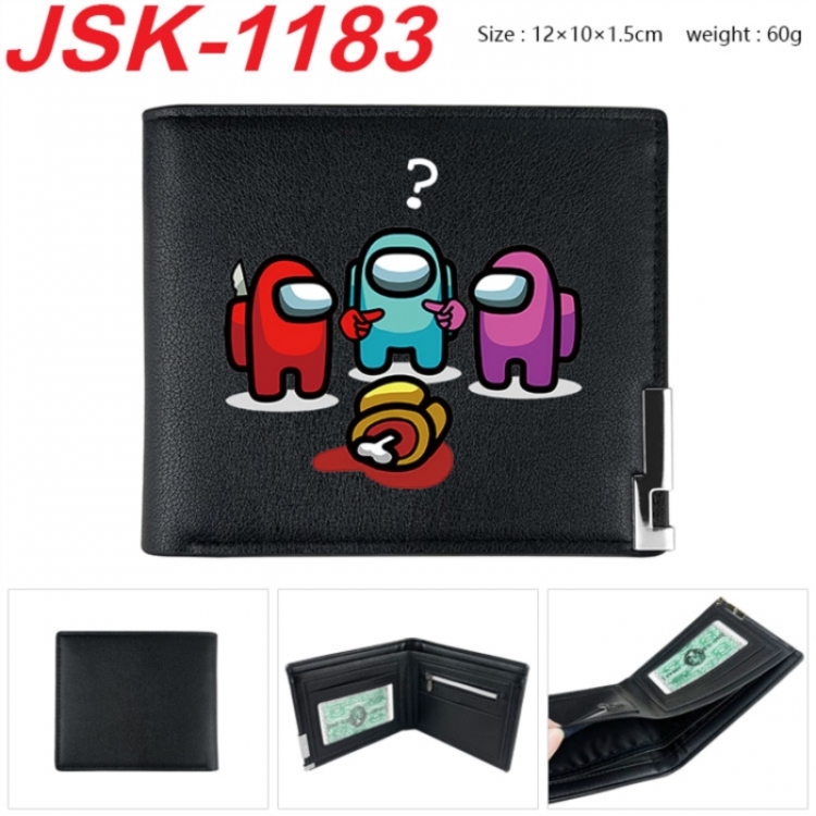 Among su Animation magnetic buckle black leather wallet 12X10X1.5CM 