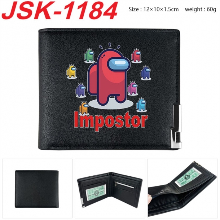 Among su Animation magnetic buckle black leather wallet 12X10X1.5CM 