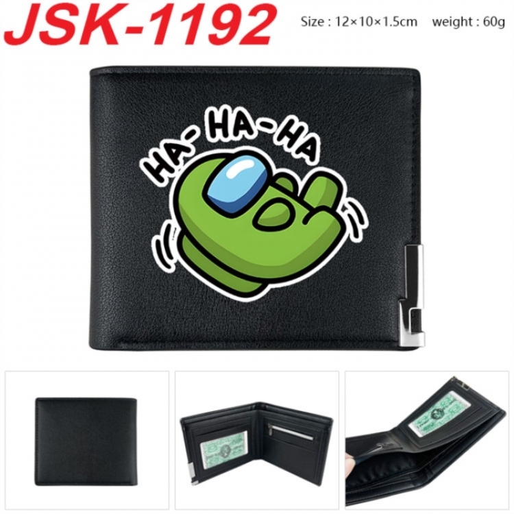 Among su Animation magnetic buckle black leather wallet 12X10X1.5CM 