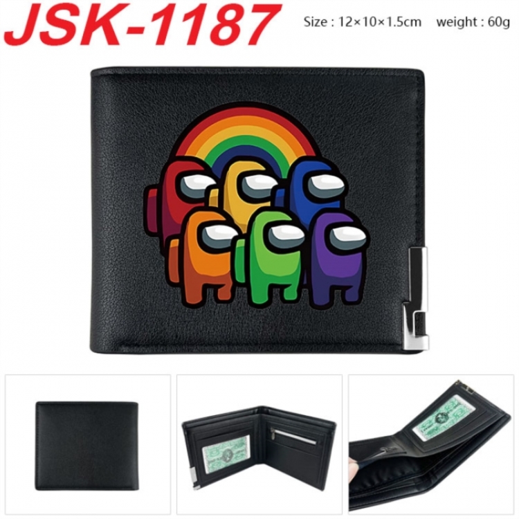 Among su Animation magnetic buckle black leather wallet 12X10X1.5CM 