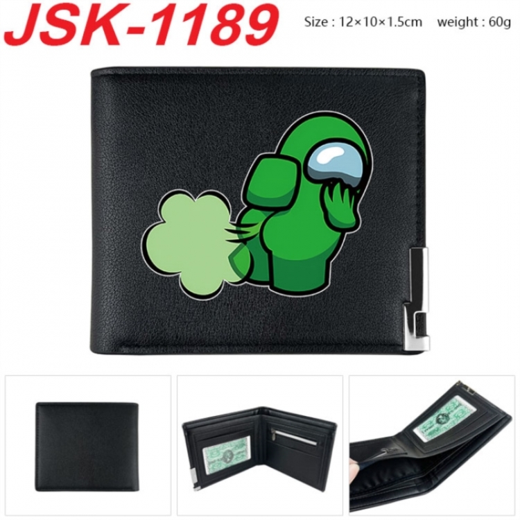 Among su Animation magnetic buckle black leather wallet 12X10X1.5CM 