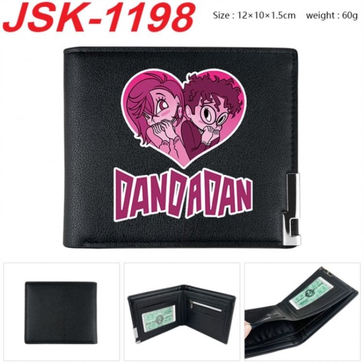 DANDADAN Animation magnetic buckle black leather wallet 12X10X1.5CM 