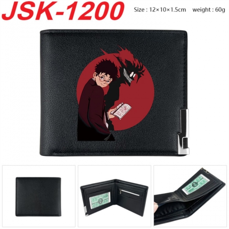 DANDADAN Animation magnetic buckle black leather wallet 12X10X1.5CM 